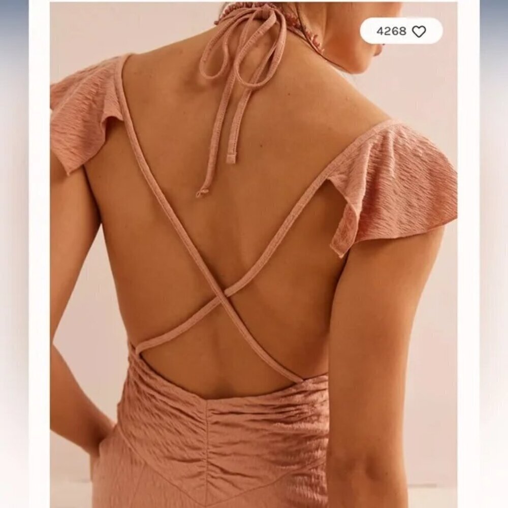 Free People Bright Red Maxi Dress with Flutter Straps - Picture 6 of 7